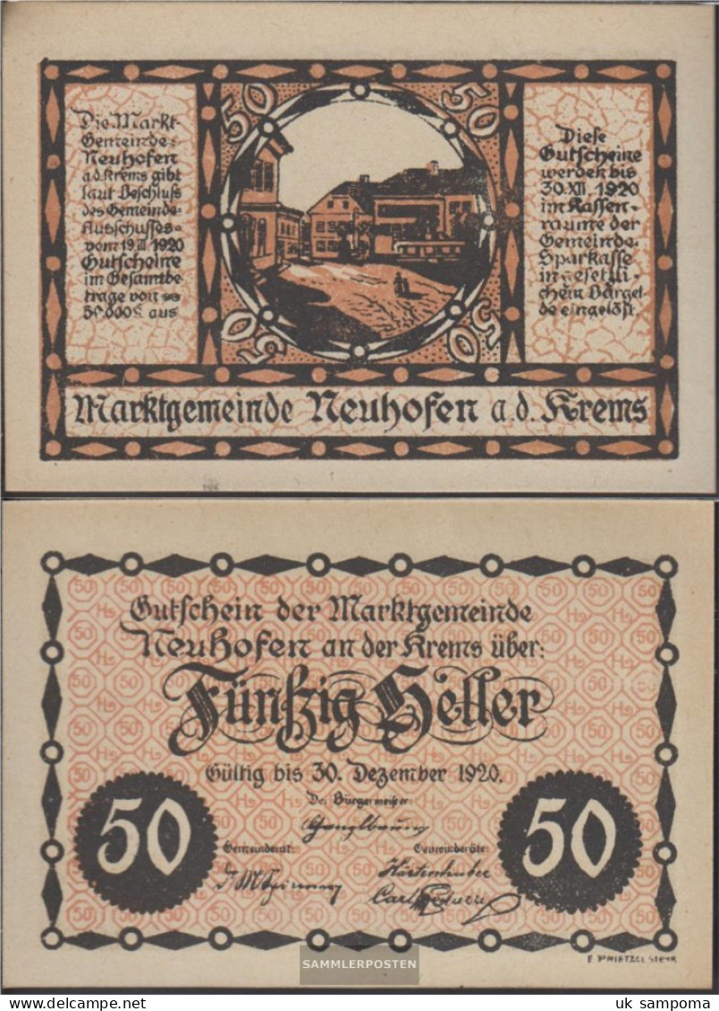 Neuhofen Notgeld The Community Neuhofen Uncirculated 1920 50 Bright - Austria