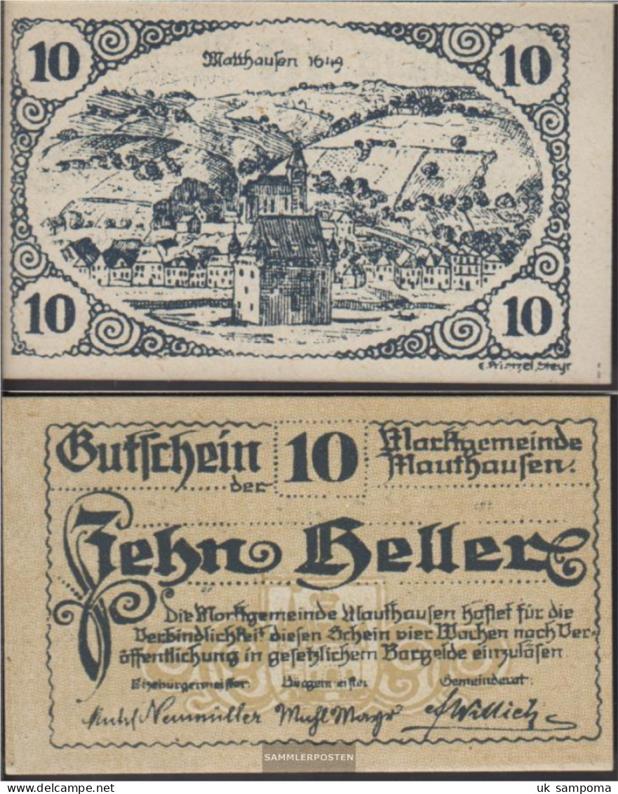 Mauthausen Notgeld The Community Mauthausen Uncirculated 1920 10 Bright - Austria