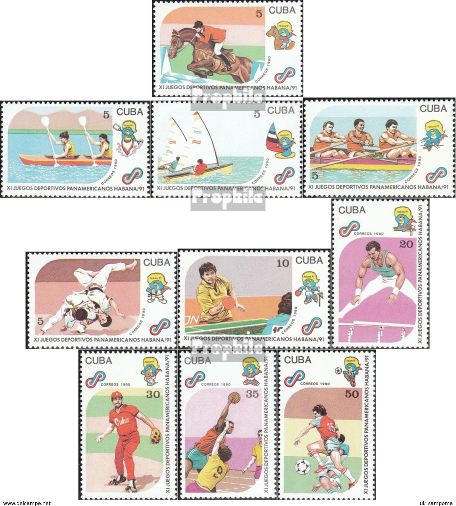 Cuba 3439-3448 (complete.issue.) Unmounted Mint / Never Hinged 1990 Pan American Sports Games - Unused Stamps
