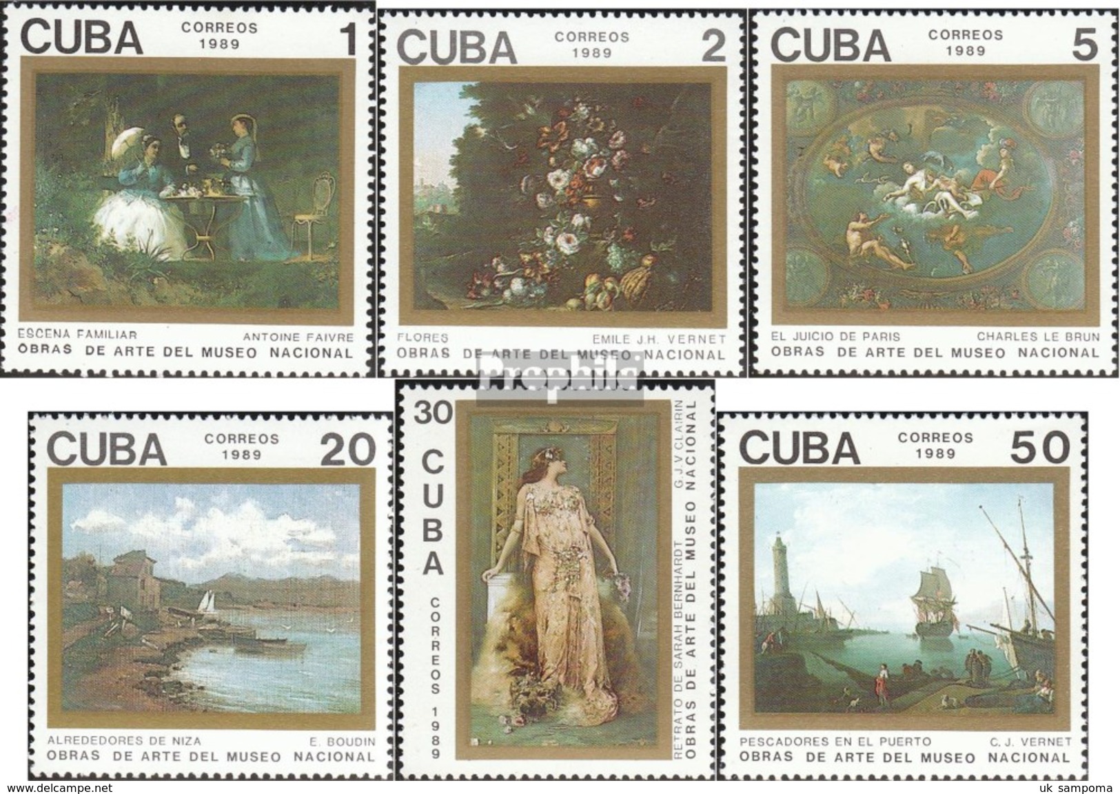 Cuba 3336-3341 (complete.issue.) Unmounted Mint / Never Hinged 1989 Paintings - Unused Stamps