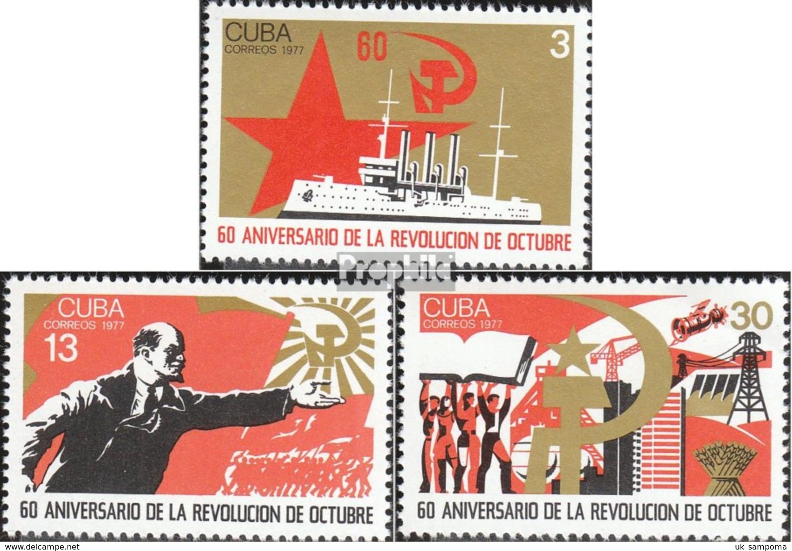 Cuba 2254-2256 (complete.issue.) Unmounted Mint / Never Hinged 1977 October Revolution - Ungebraucht