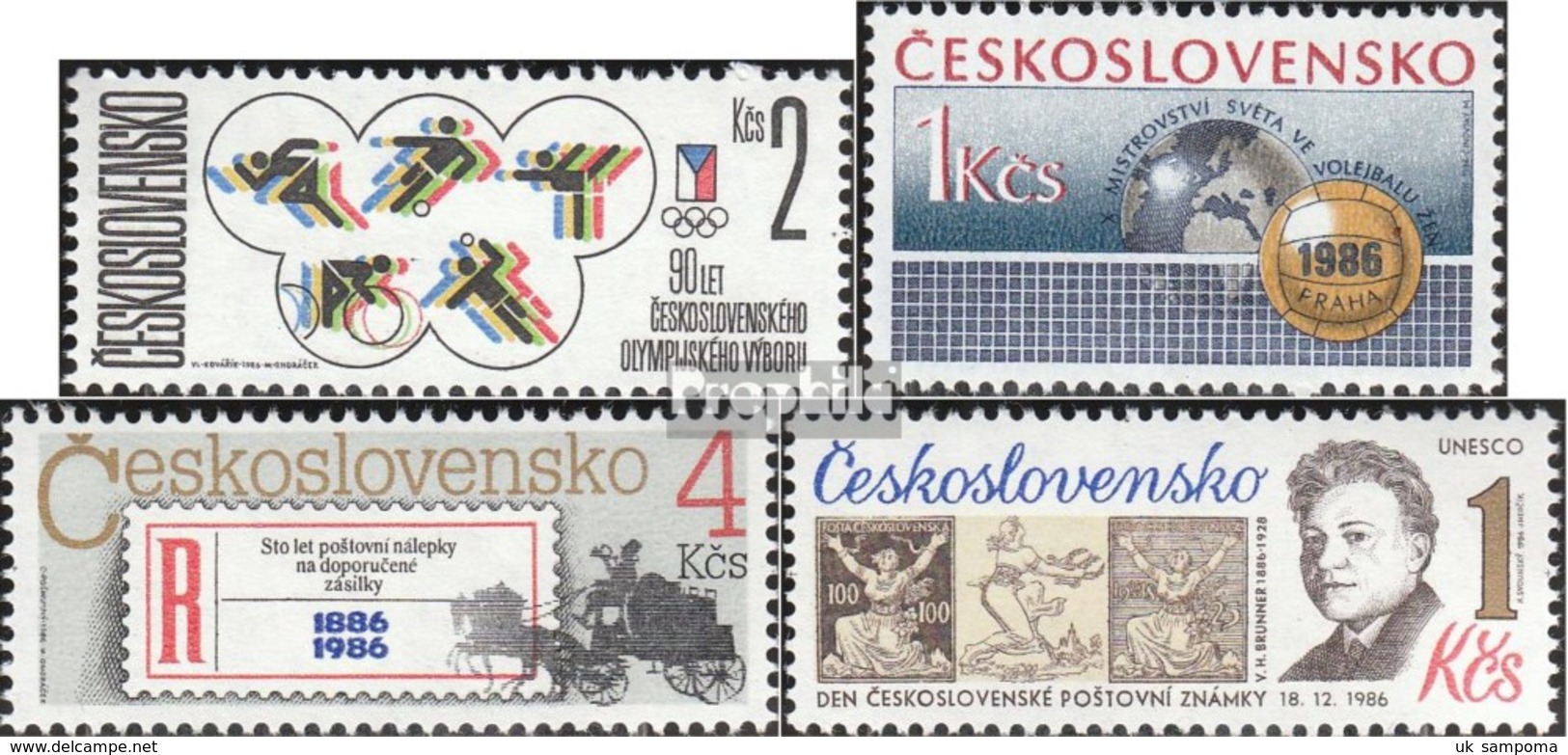 Czechoslovakia 2861,2863,2872,2894 (complete Issue) Unmounted Mint / Never Hinged 1986 Olympia, Volleyball, Philately. - Ungebraucht