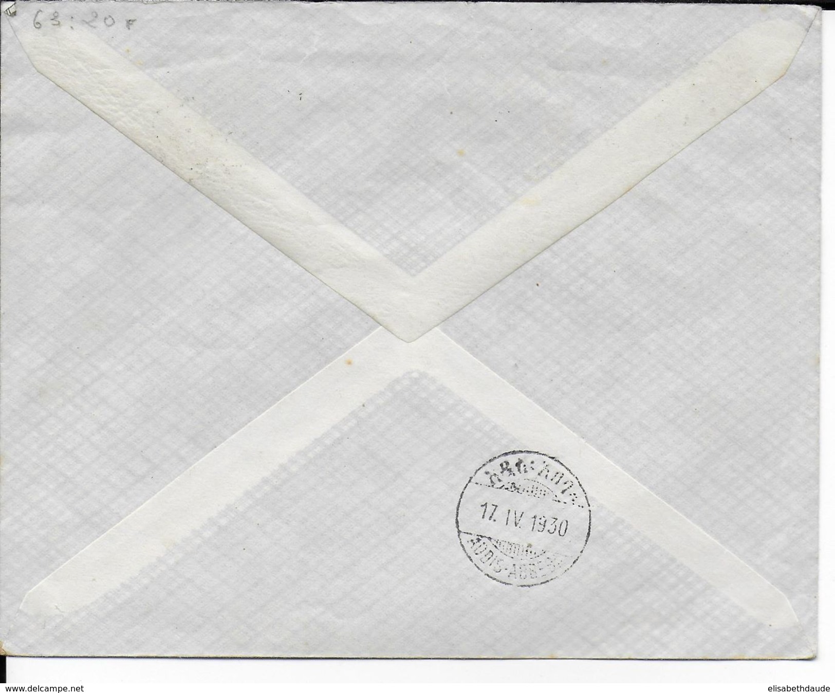 1930 - ENVELOPPE De DJIBOUTI (SOMALIS) => ADDIS (ETHIOPIE) - 2° SERVICE AVION - Lettres & Documents