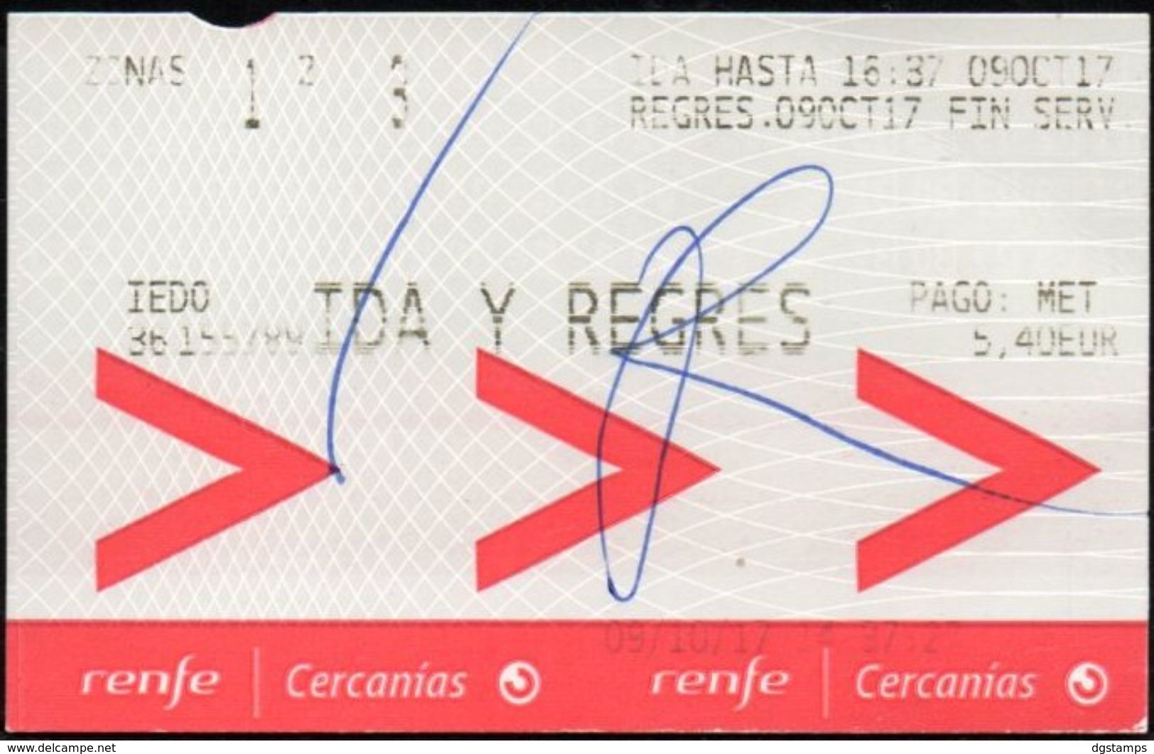 España 2017 (09-10) RENFE Oviedo - TURON Ida Y Regreso. 5.40€. See. - Europa