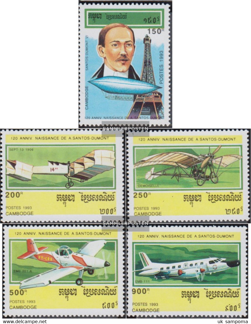 Cambodia 1371-1375 (complete Issue) Unmounted Mint / Never Hinged 1993 Alberto Santos-Dumont - Kambodscha