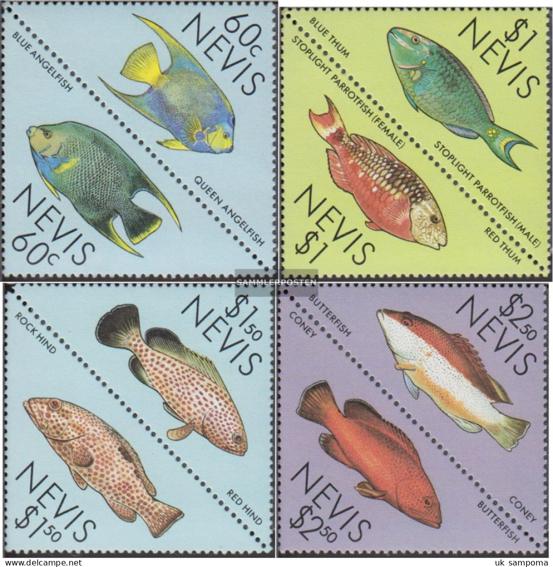 Nevis 467-474 Couples (complete Issue) Unmounted Mint / Never Hinged 1987 Fish On Korallenriff - St.Kitts Y Nevis ( 1983-...)