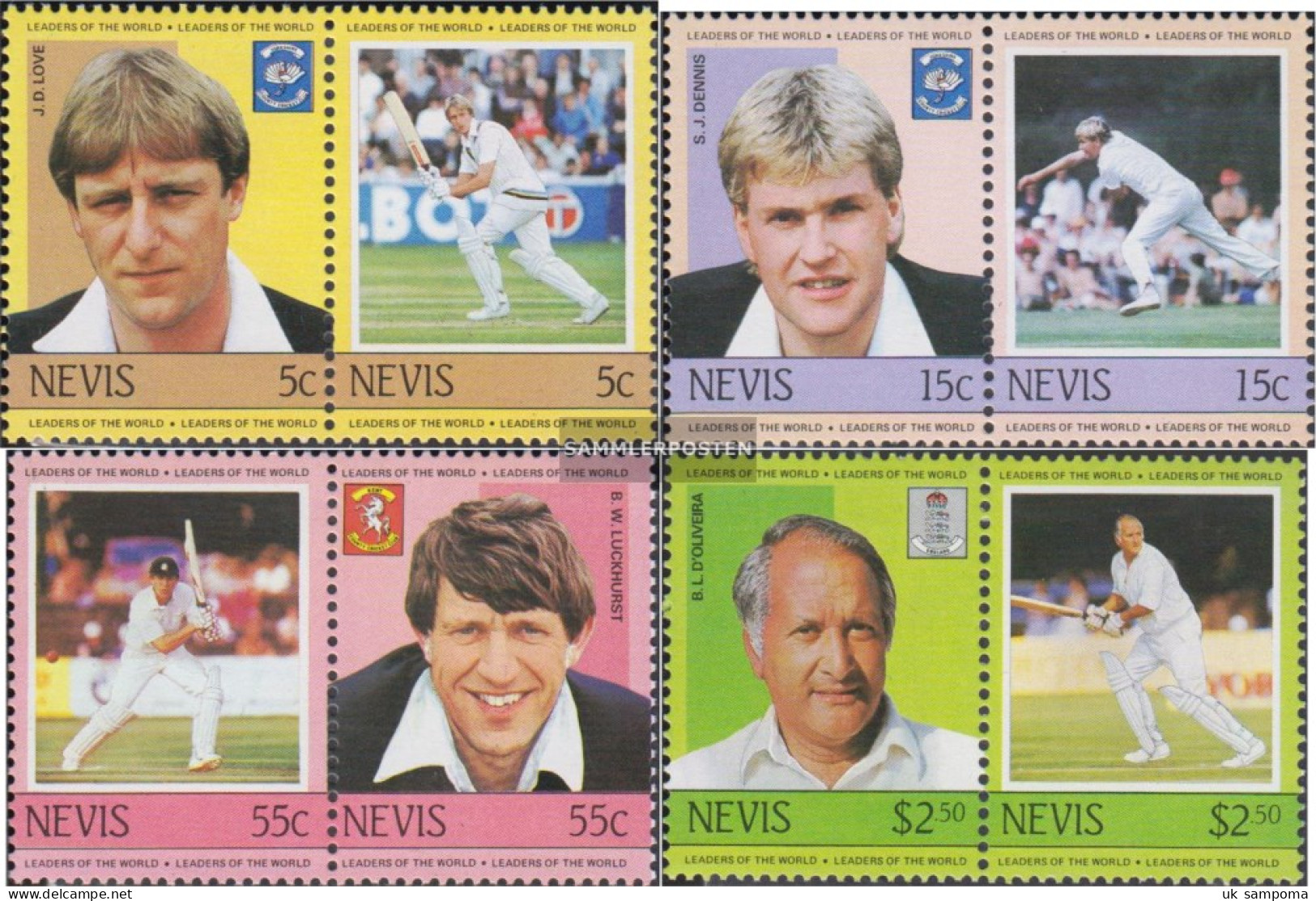 Nevis 220-227 Couples (complete Issue) Unmounted Mint / Never Hinged 1984 Kricketspieler - St.Kitts And Nevis ( 1983-...)