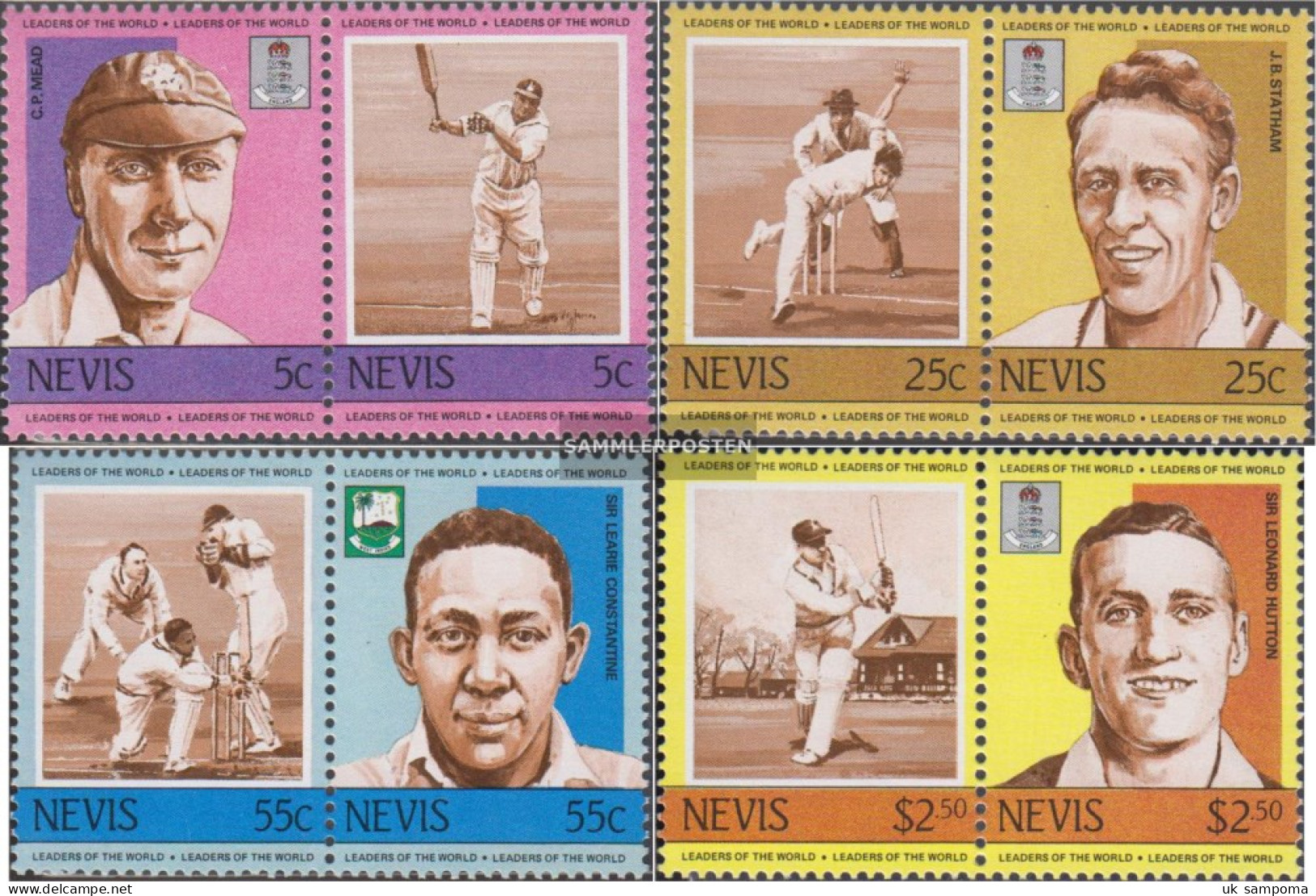Nevis 186-193 Couples (complete Issue) Unmounted Mint / Never Hinged 1984 Kricketspieler - St.Kitts En Nevis ( 1983-...)