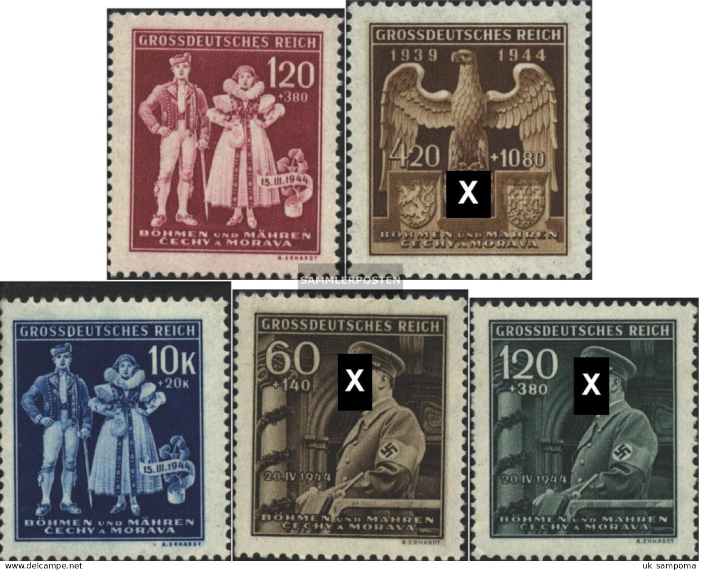 Bohemia And Moravia 133-135,136-137 (complete Issue) Unmounted Mint / Never Hinged 1944 Special Stamps - Neufs