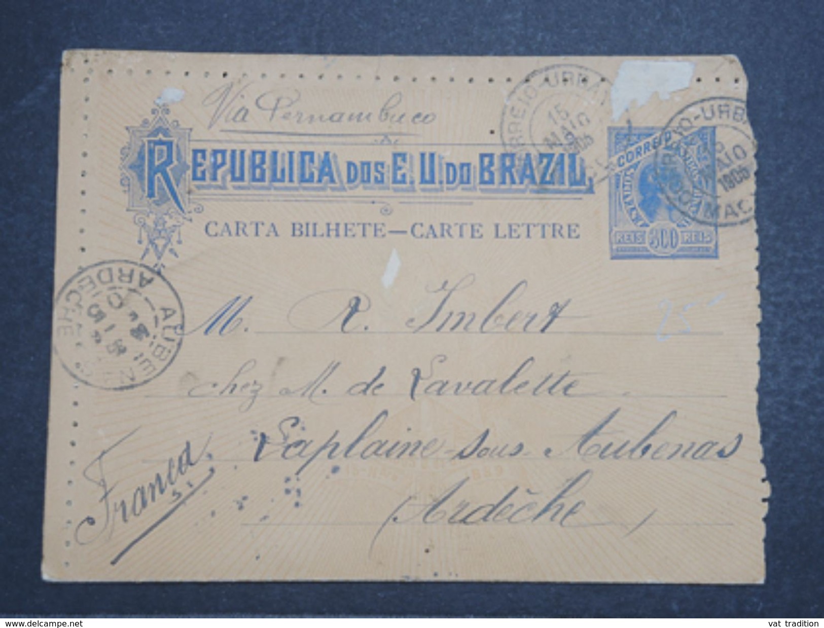 BRÉSIL - Entier Postal ( Carte Lettre Illustrée ) De Maceio Pour La France En 1905 - L 10359 - Entiers Postaux