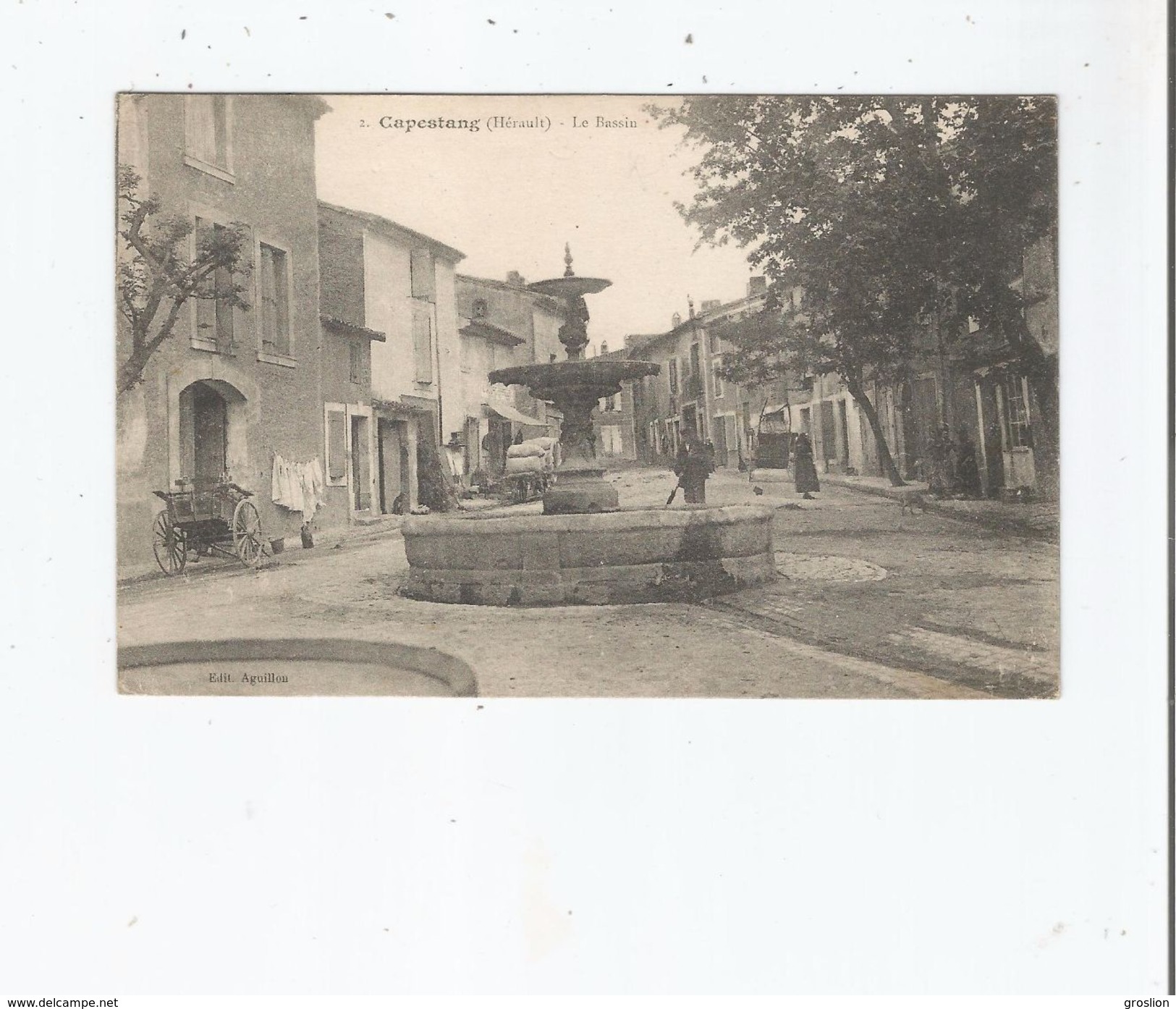 CAPESTANG (HERAULT) 2 LE BASSIN (CHARRETTE ET PETITE ANIMATION) 1918 - Capestang