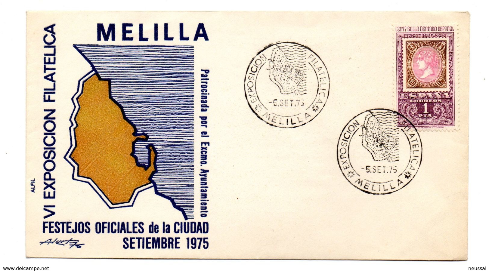 Carta Con Matasellos Commemorativo Expo. Filatelica Melilla 1975 - Cartas & Documentos