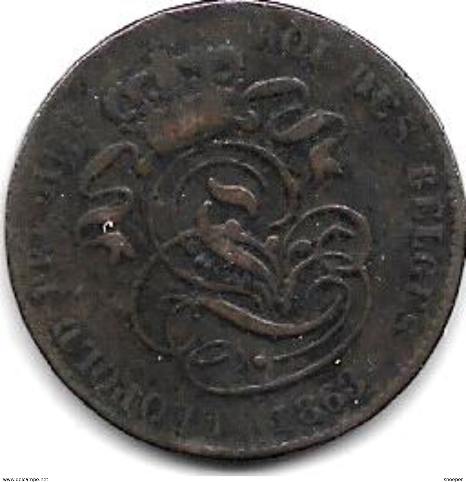 *belguim 2 Centimes 1863 Fr+ - 2 Cents