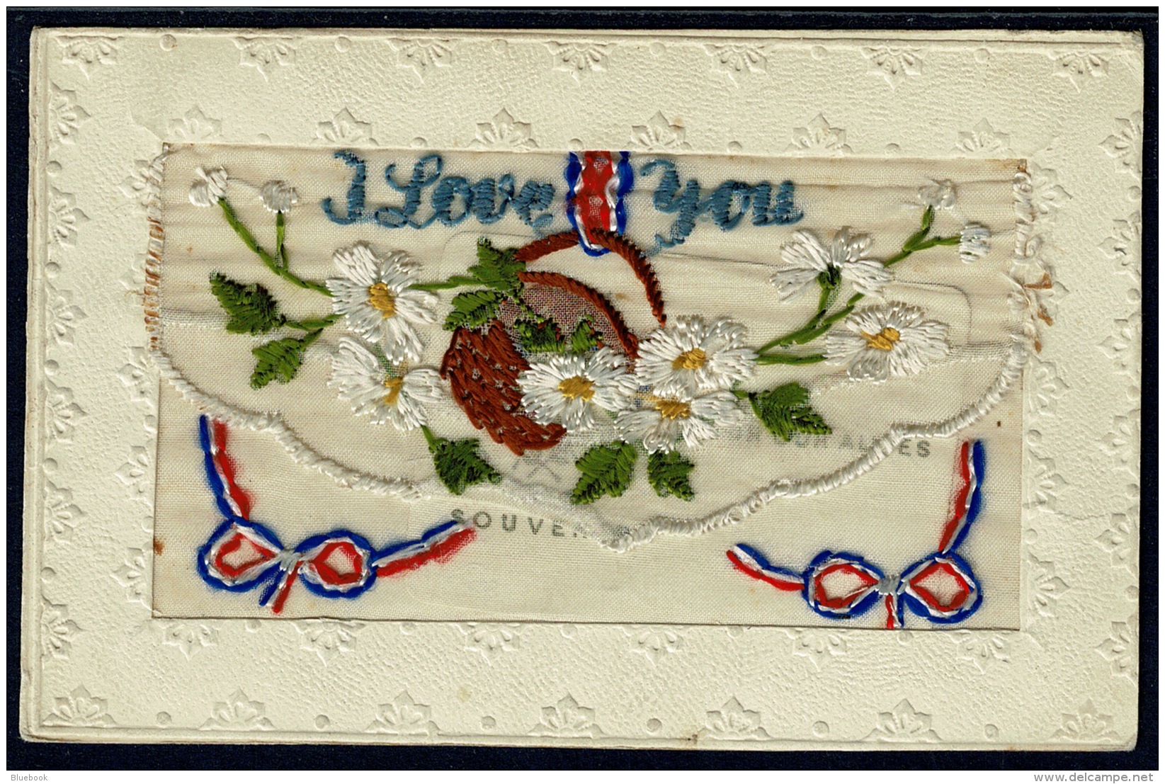 RB 1180 - WWI France Silk Military Postcard - I Love You - Flowers - Other & Unclassified