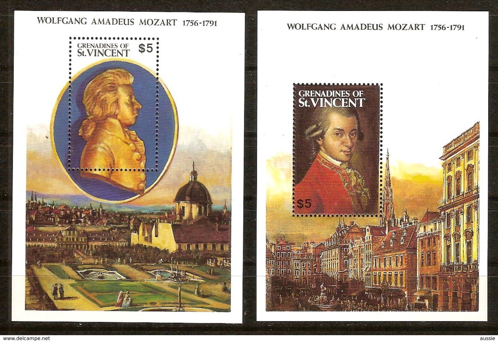 Saint-Vincent   Grenadines  1991 Yvertn° Bloc 56-57 *** MNH Cote 12 Euro Mozart Musique - St.Vincent (1979-...)