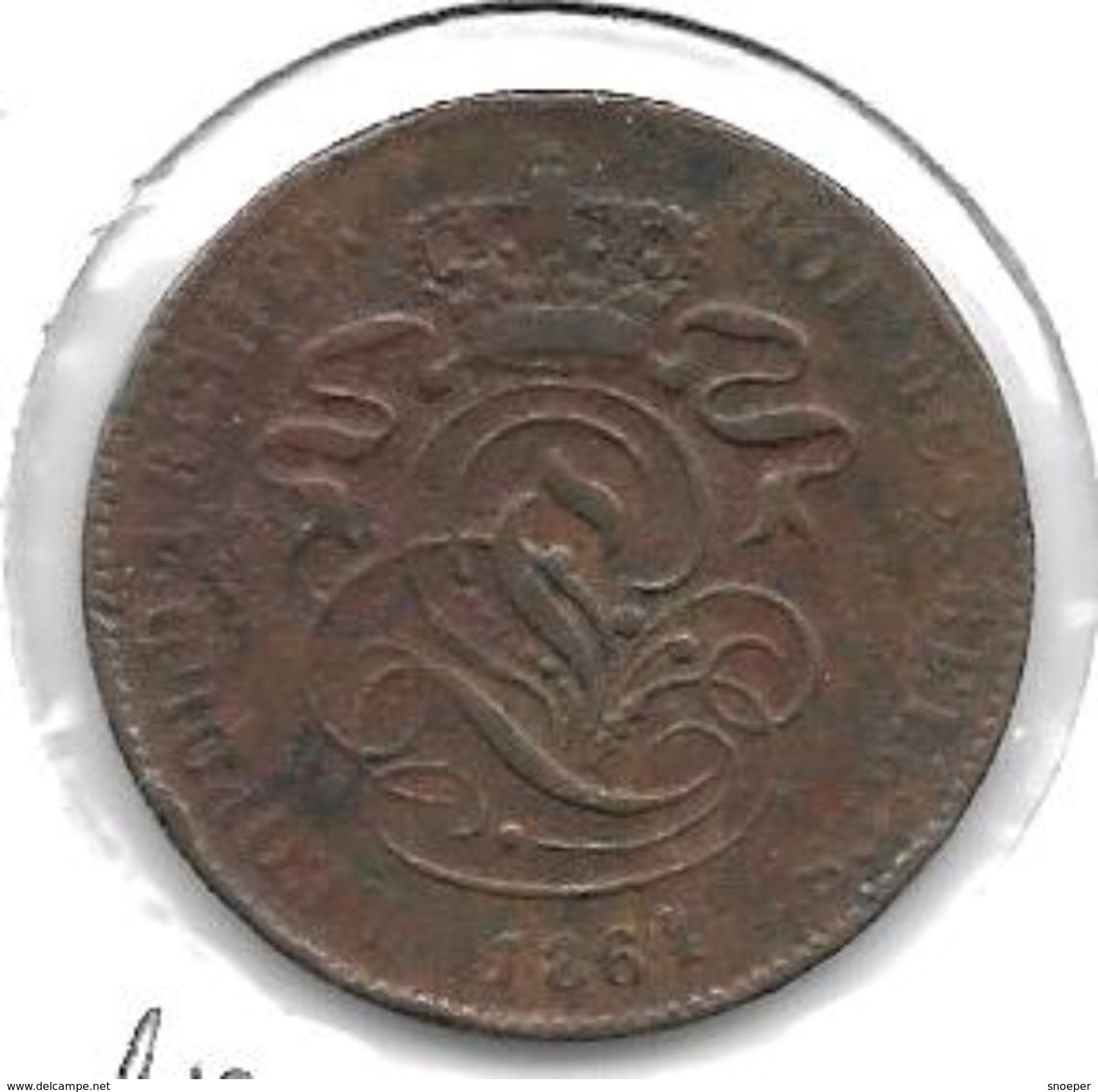 *belguim 2 Centimes 1864/61  Meer Ruimte Tussen Bovenstuk 1 En Bovenstuk 4,kijk Normale 4  Vf - 2 Cent