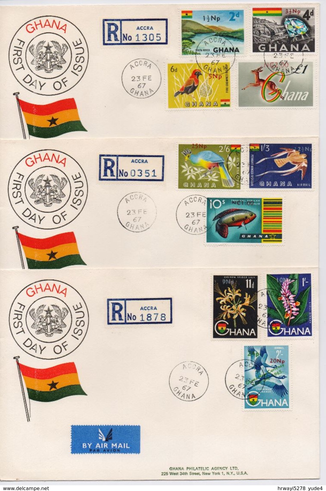 Ghana 1967, Overprints, Complete Set On 3 FDC's. Cv Stamps Only Is 45 Euro - Ghana (1957-...)