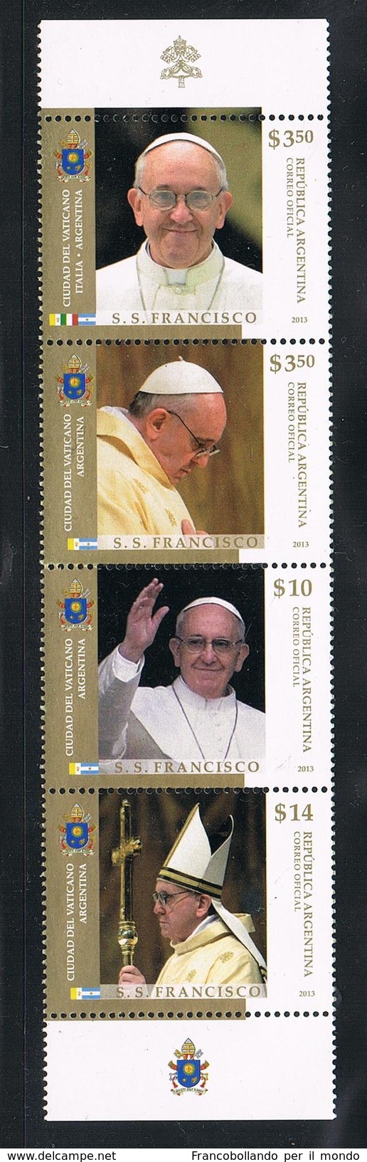 Argentina - Correo 2013 Yvert 2987/90 ** MNH BDF Personajes. Papa Francisco I - Unused Stamps