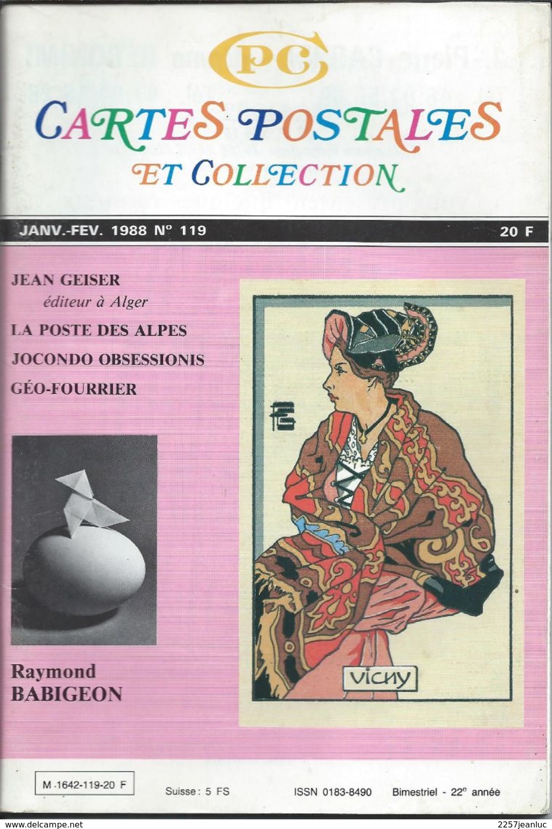 Cartes Postales Et Collections Fevrier 1988  Magazines N: 119 Llustration &  Thèmes Divers 120 Pages - Français