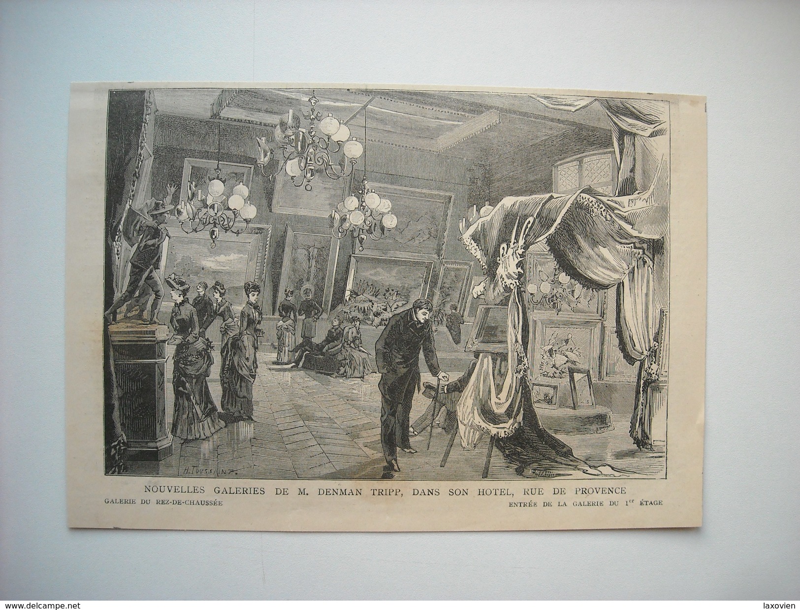 GRAVURE 1883. NOUVELLES GALERIES DE M. DENMAN TRIPP, DANS SON HOTEL, RUE DE PROVENCE, A PARIS. - Stiche & Gravuren