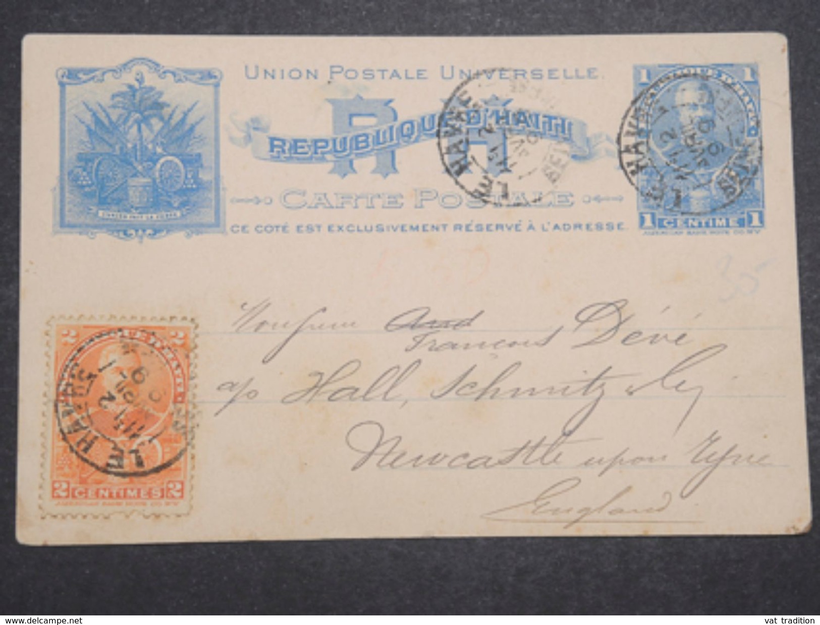 HAITI - Entier Postal + Complément Pour La Grande Bretagne En 1899 , Oblitération Du Havre - L 10401 - Haïti