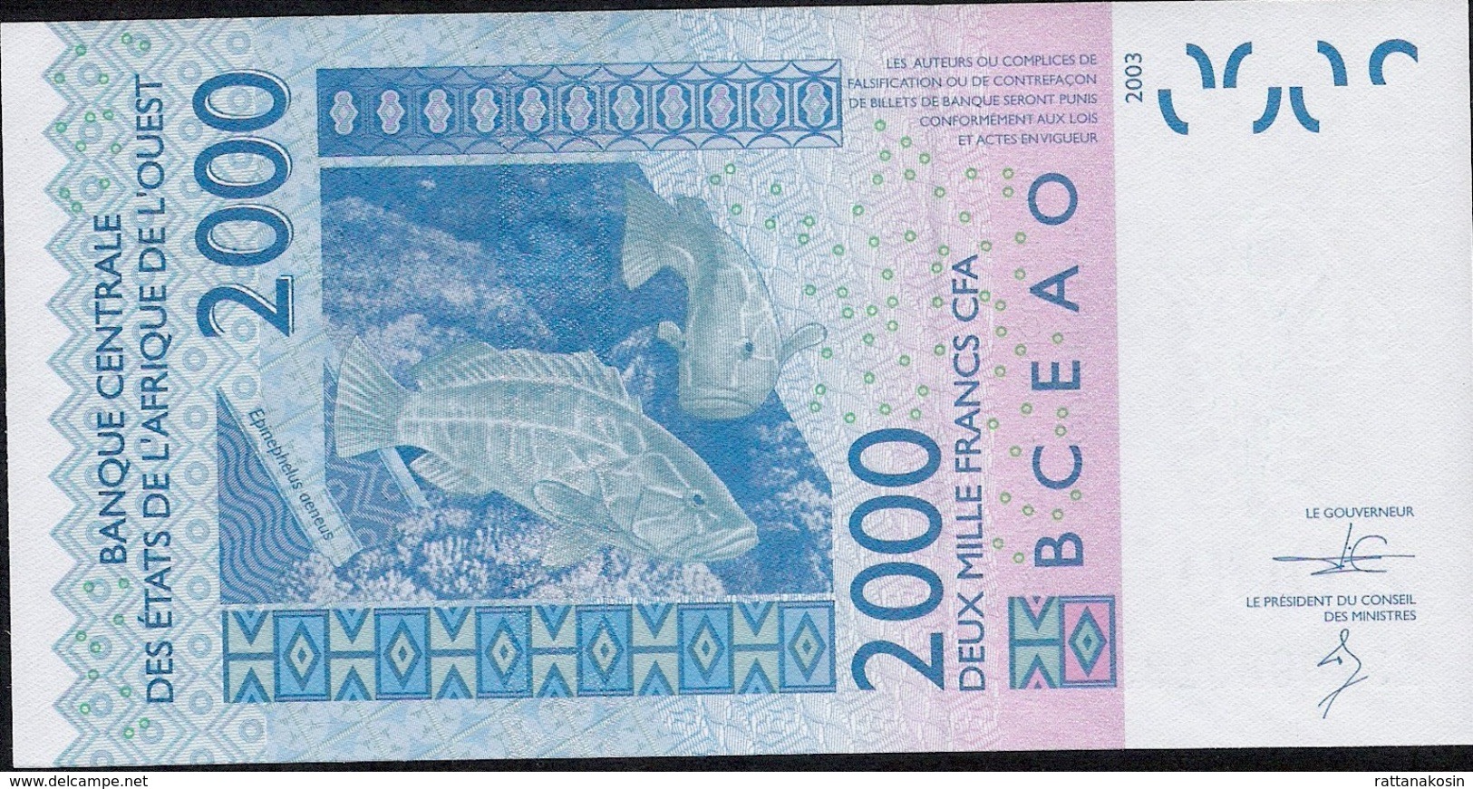 W.A.S.  TOGO  P816Tn 2000 FRANCS (20)13  UNC. - Togo