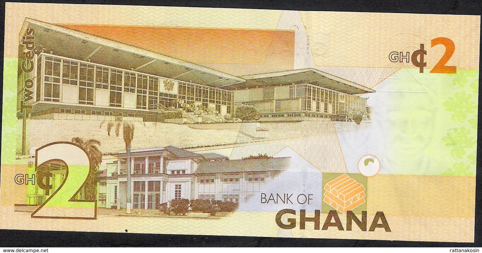 GHANA P37Aa 2 CEDIS 2010 #AS Signature 12      UNC. - Ghana