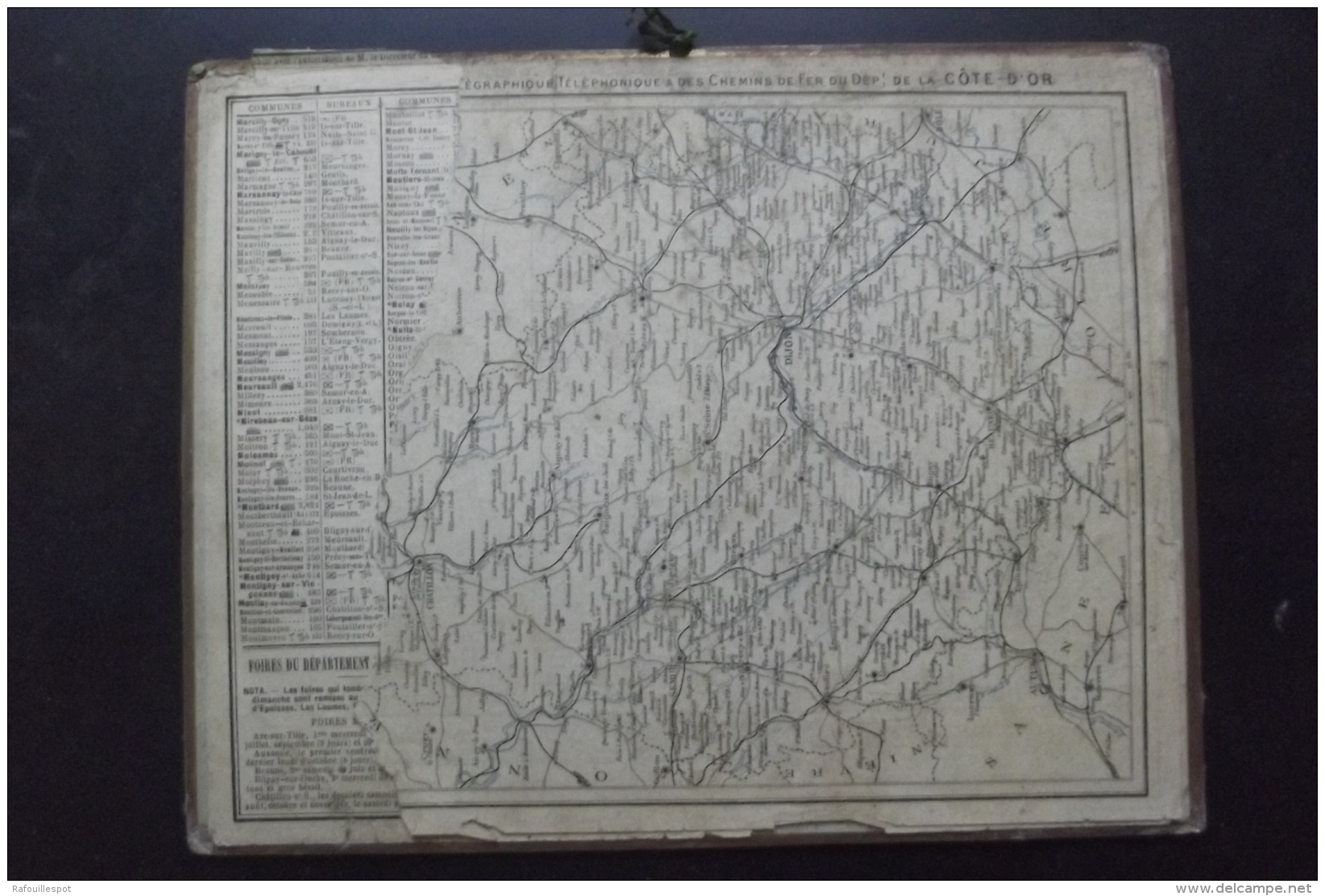 Almanach Postes Et Telegraphes 1910 Carte Cote D'or - Grand Format : 1921-40