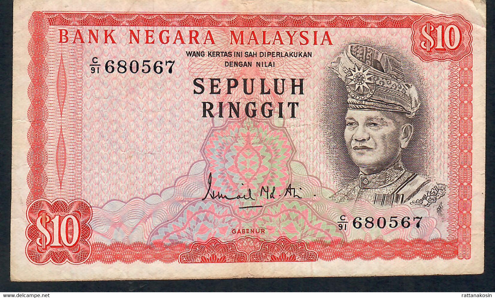 MALAYSIA P9a  10 RINGGIT 1972   #C/91     TdlR         VF NO P.h. ! - Malesia