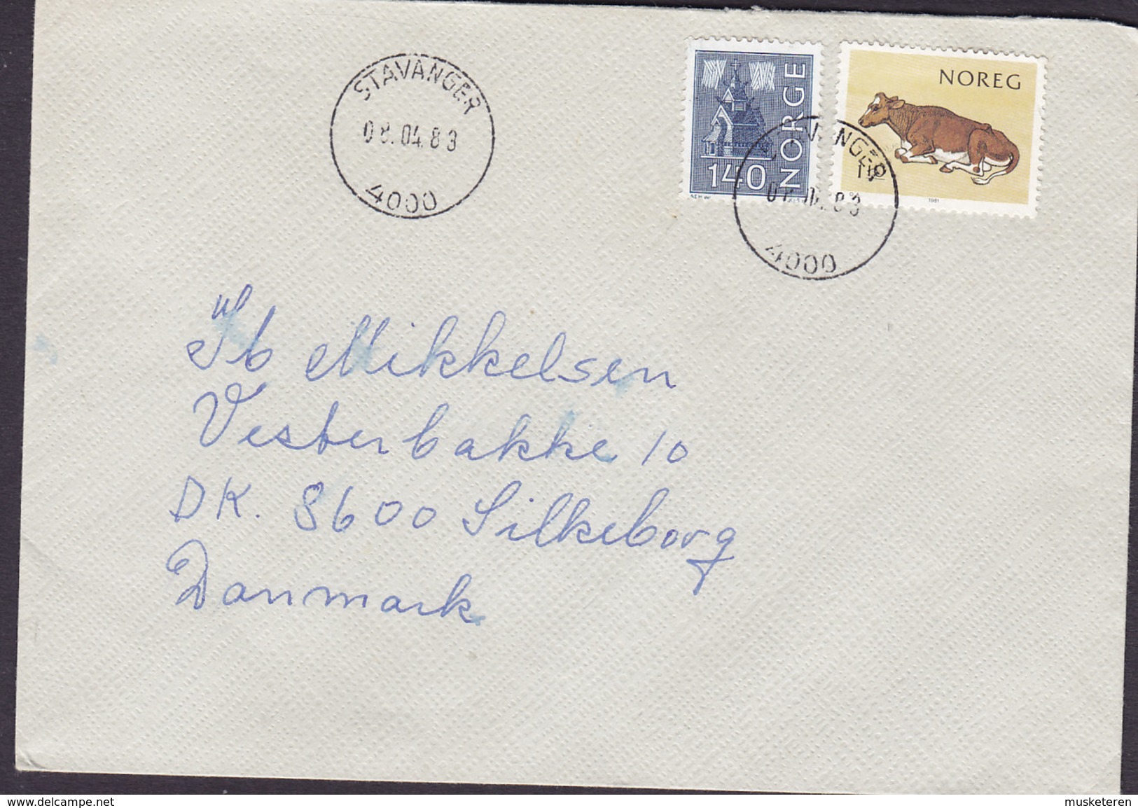 Norway Deluxe Cancel STAVANGER 1983 Cover Brief SILKEBORG Denmark Cow Kuh Vache - Briefe U. Dokumente