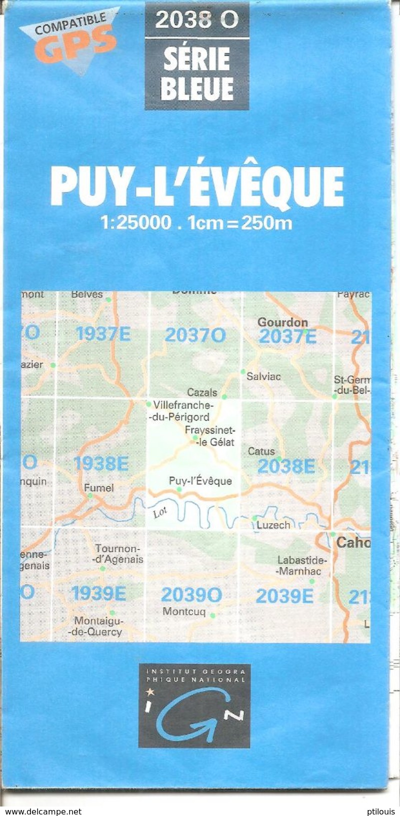 PUY-L'EVEQUE - Carte IGN 2038O Série Bleue 1:25000 - 1986 - Cartes Topographiques