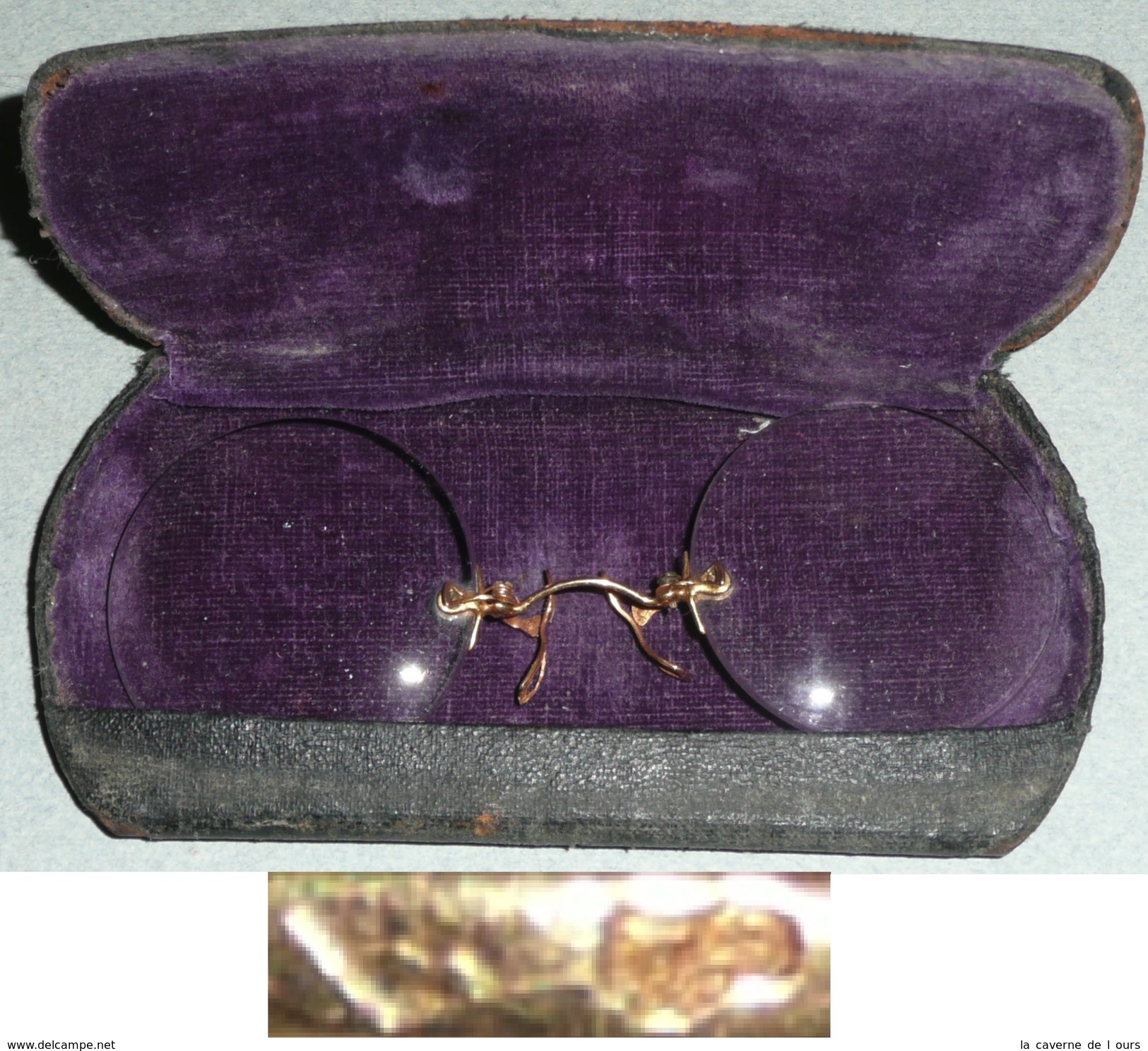 Ancienne Paire De Lunette/pince-nez Monture Or Et Verre, Poinçon Tête D'aigle - Glasses