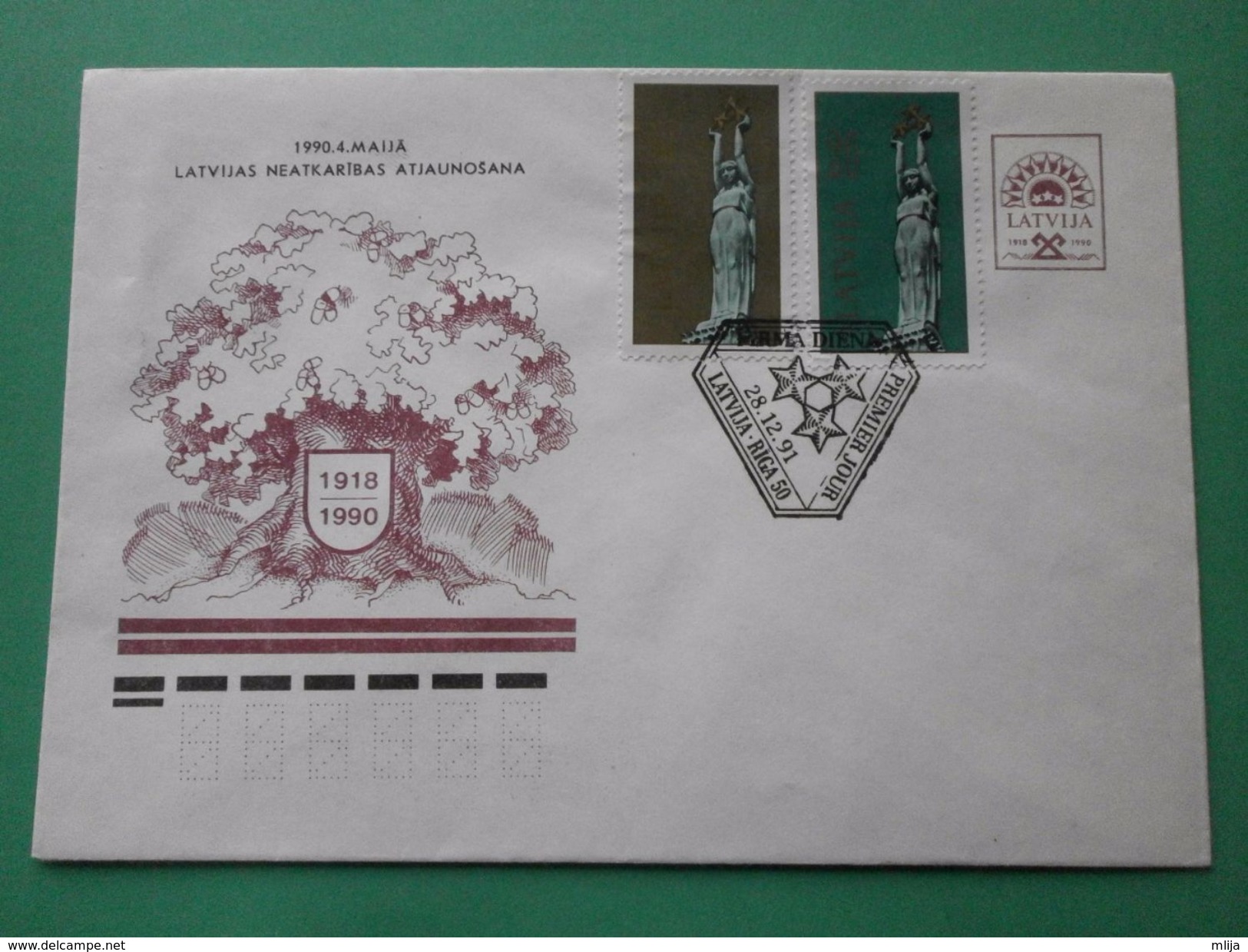 LATVIA FDC COVER. LATVIAN INDEPENDENCE RENEVAL 4.May 1990 - Letland