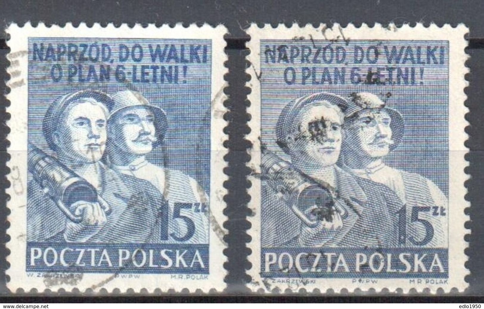 Poland 1950 Polish Workers Mi 562a,b Used - Used Stamps