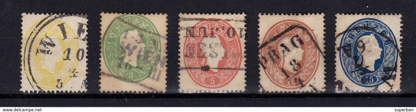 AUSTRIA / ÖSTERREICH - 1860 - Mi. 18 - 22 : SÉRIE COMPLÈTE De 5 TIMBRES / COMPLET SET Of 5 STAMPS (ab167) - Usati