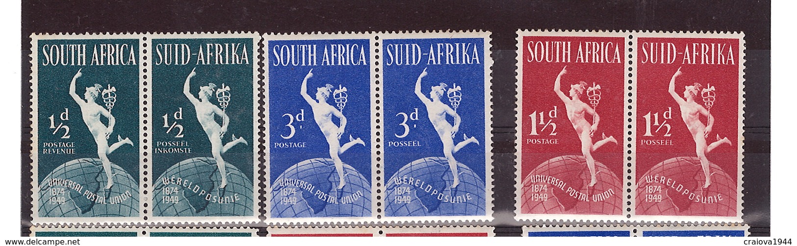 SOUTH AFRICA 1949 UPU #160 - 162 MNH IN PAIR (NO PERF. SEPARATED) - Ungebraucht