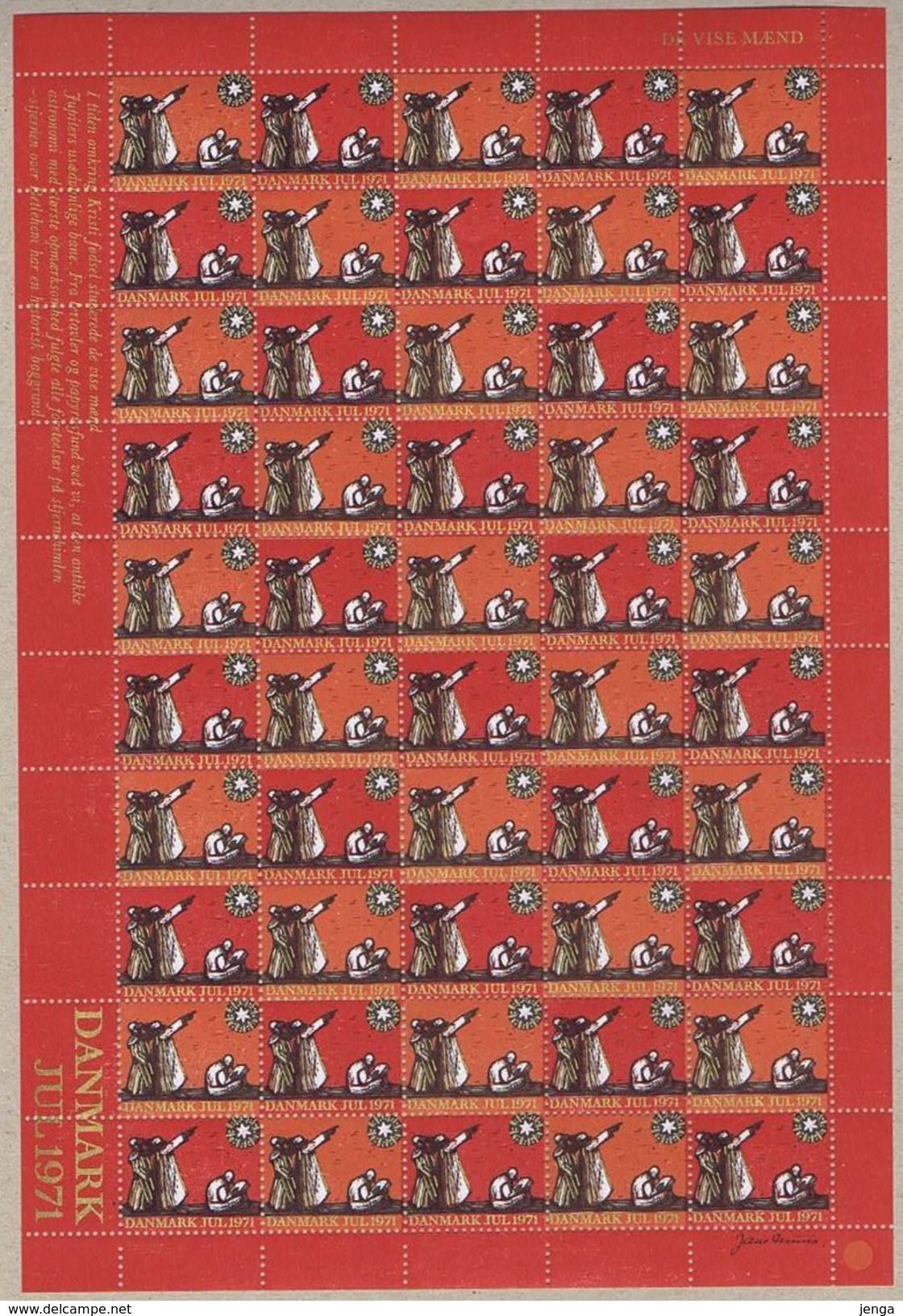 Denmark; Christmas Seals.  Full Sheet 1971; MNH ** - Ganze Bögen