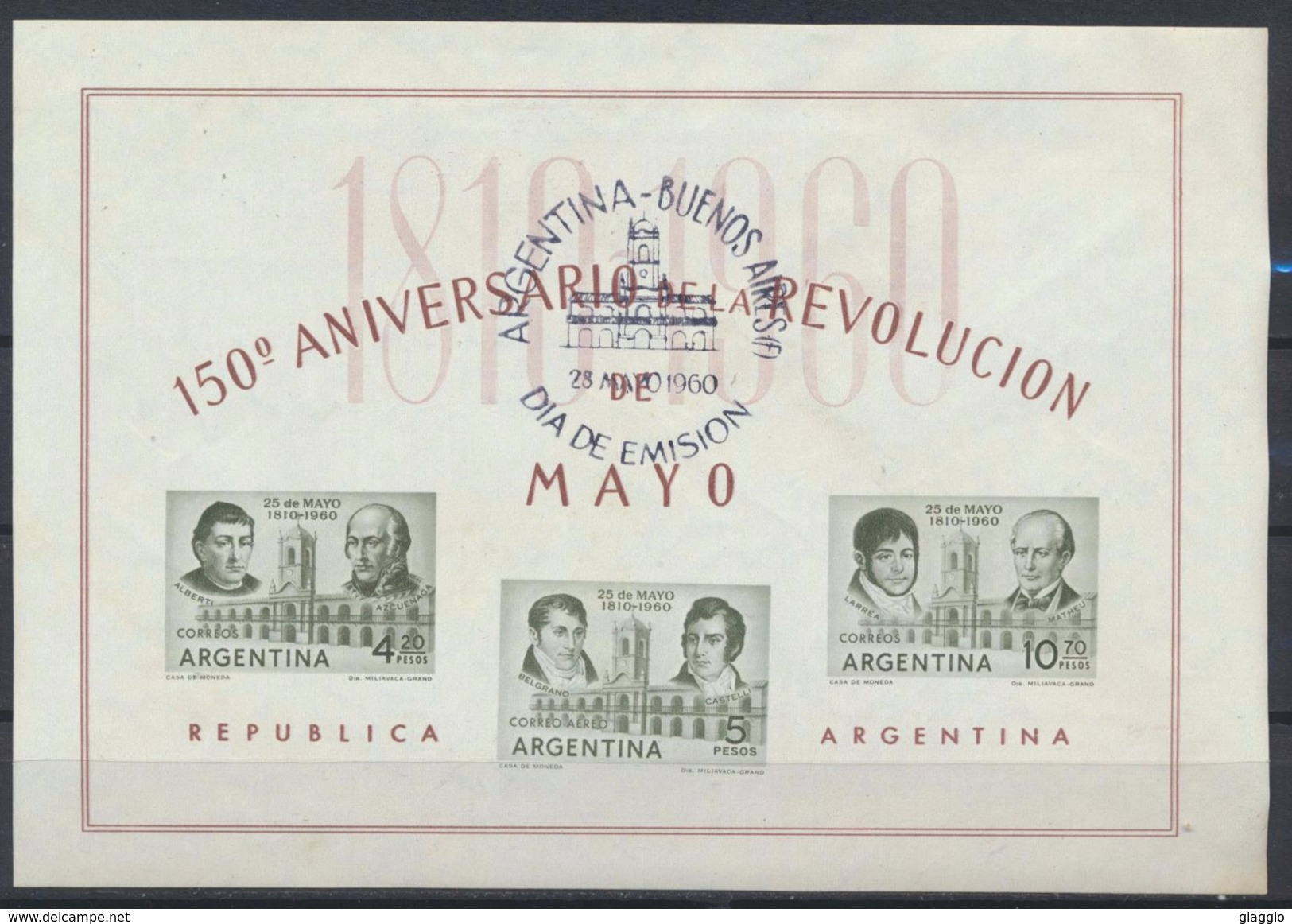 °°° ARGENTINA - 150° ANIVERSARIO DE LA REVOLUCION - 1960 °°° - Blocks & Sheetlets