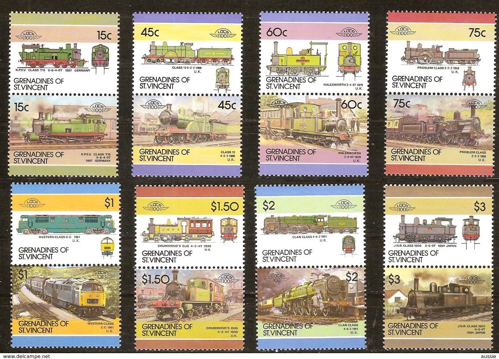 Grenadines St-Vincent 1986 Yvertnr. 450 N-DD *** MNH Cote 11 Euro Chemin De Fer Treinen Railways - St.Vincent (1979-...)