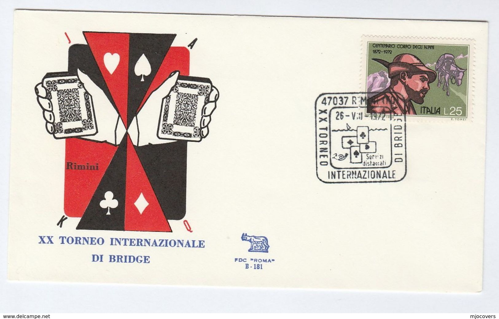 1970 Internat. BRIDGE TOURNAMENT EVENT COVER Rome Playing Cards Stamps Italy - 1971-80: Marcophilia