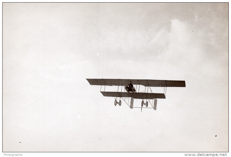 France Aviation Biplan Militaire Farman Sous Lieutenant Menard Ancienne Photo 1911 - Aviation