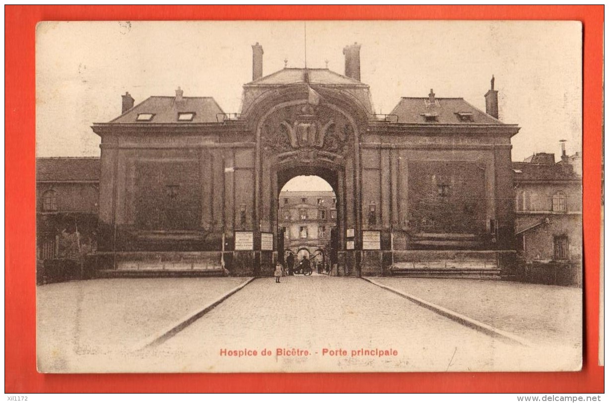 GAK-34  Hospice De Bicêtre, Porte Principale. Cachet 1928, Circulé Avec Un Timbre Suisse - Salute, Ospedali