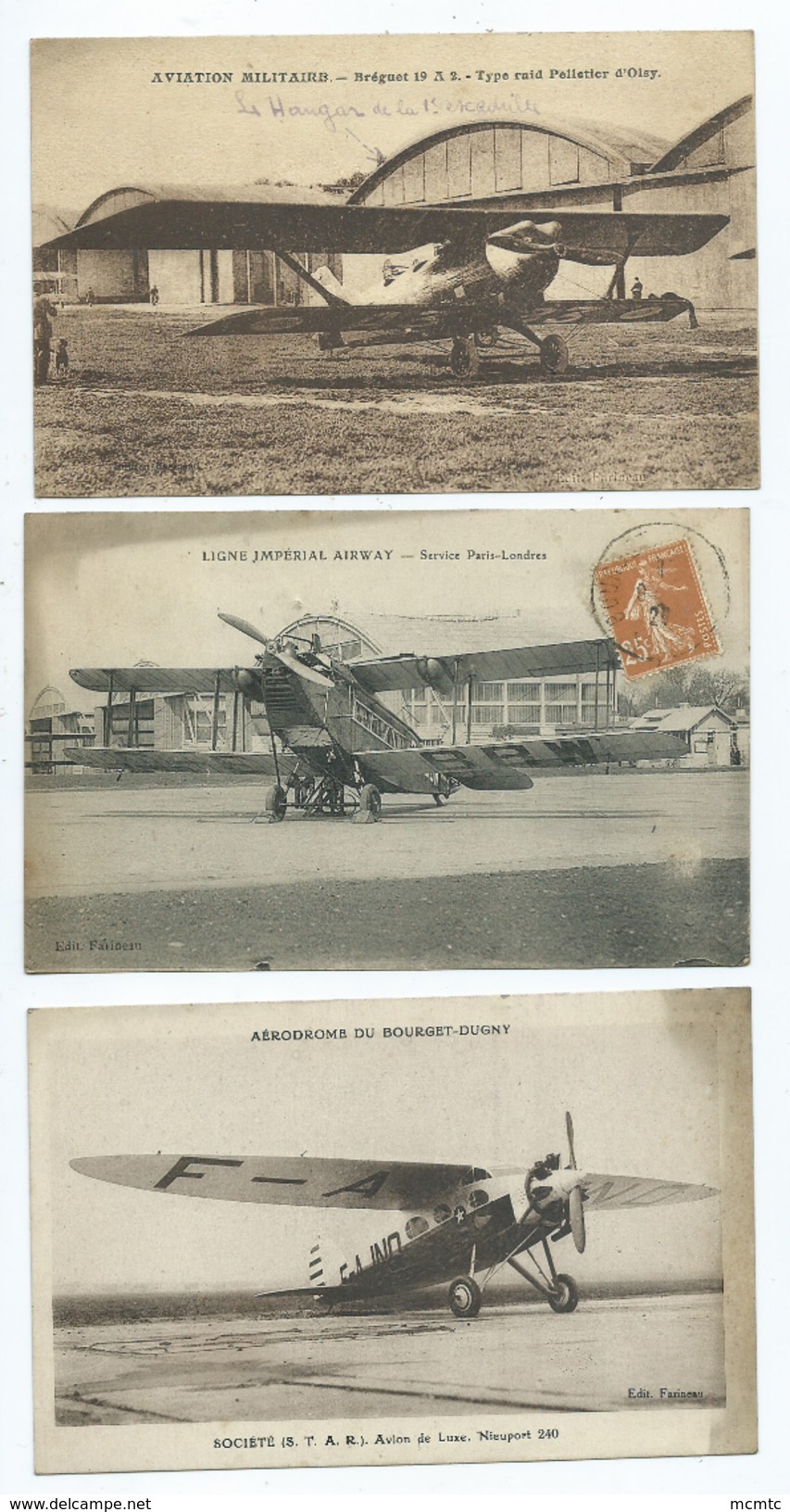 3 CPA- Aérodrome Du Bourget Dugny, Nieuport 240 - Ligne Imperial Airwai - Breguet 19 A 2(avion,aviateurs,aviation ) - Autres & Non Classés