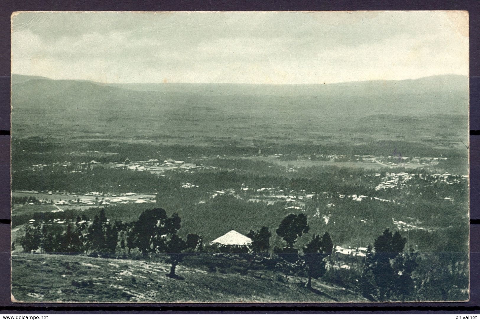 TARJETA POSTAL " ABISINIA - PANORAMA DESDE EL NORTE " , CIRCULADA ENTRE ADDIS ABEBA Y BERLIN - Ethiopië