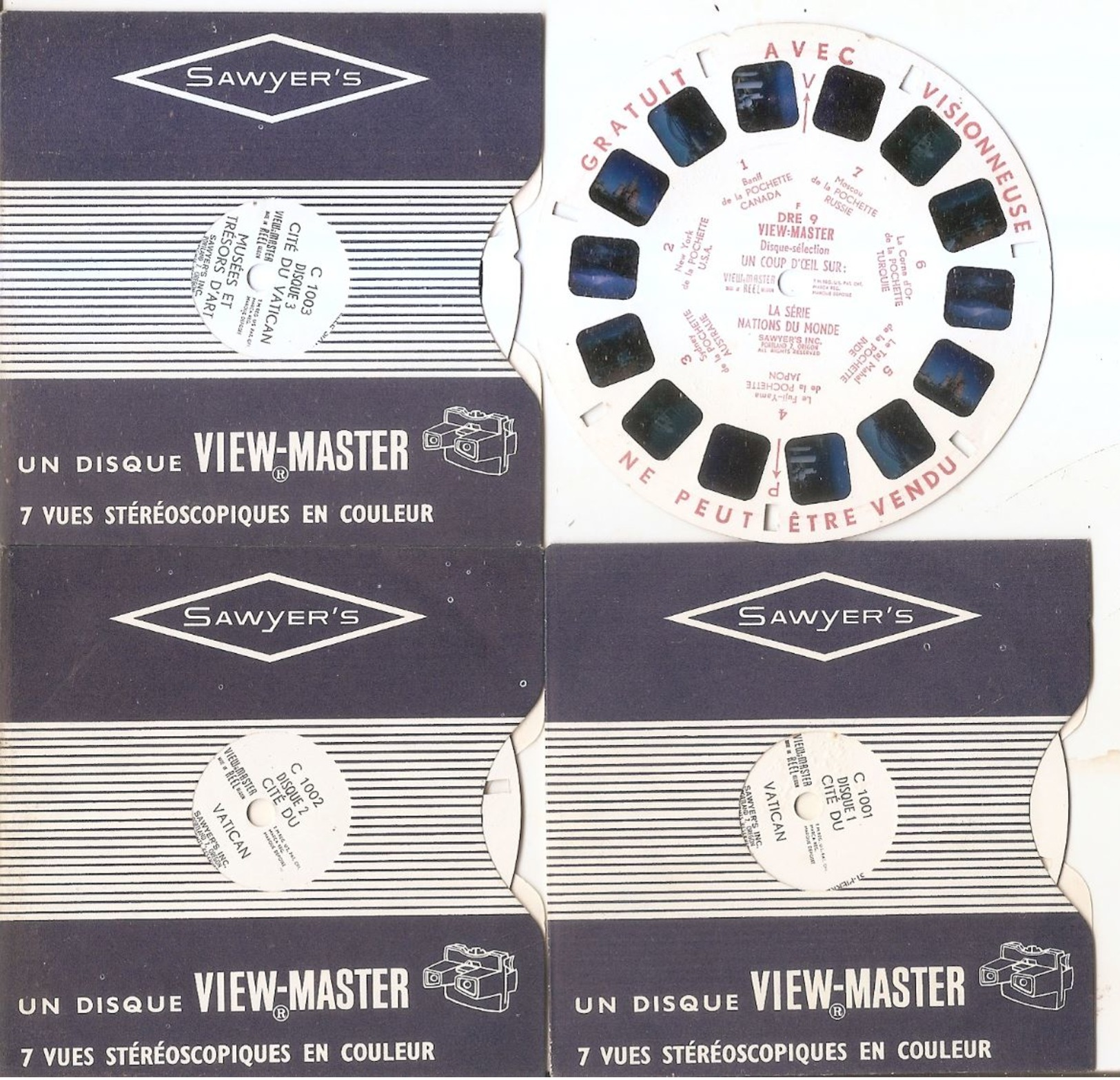 View-master-pochette Vatican -trois Disques Plus Un Disque Nations Du Monde - Photos Stéréoscopiques