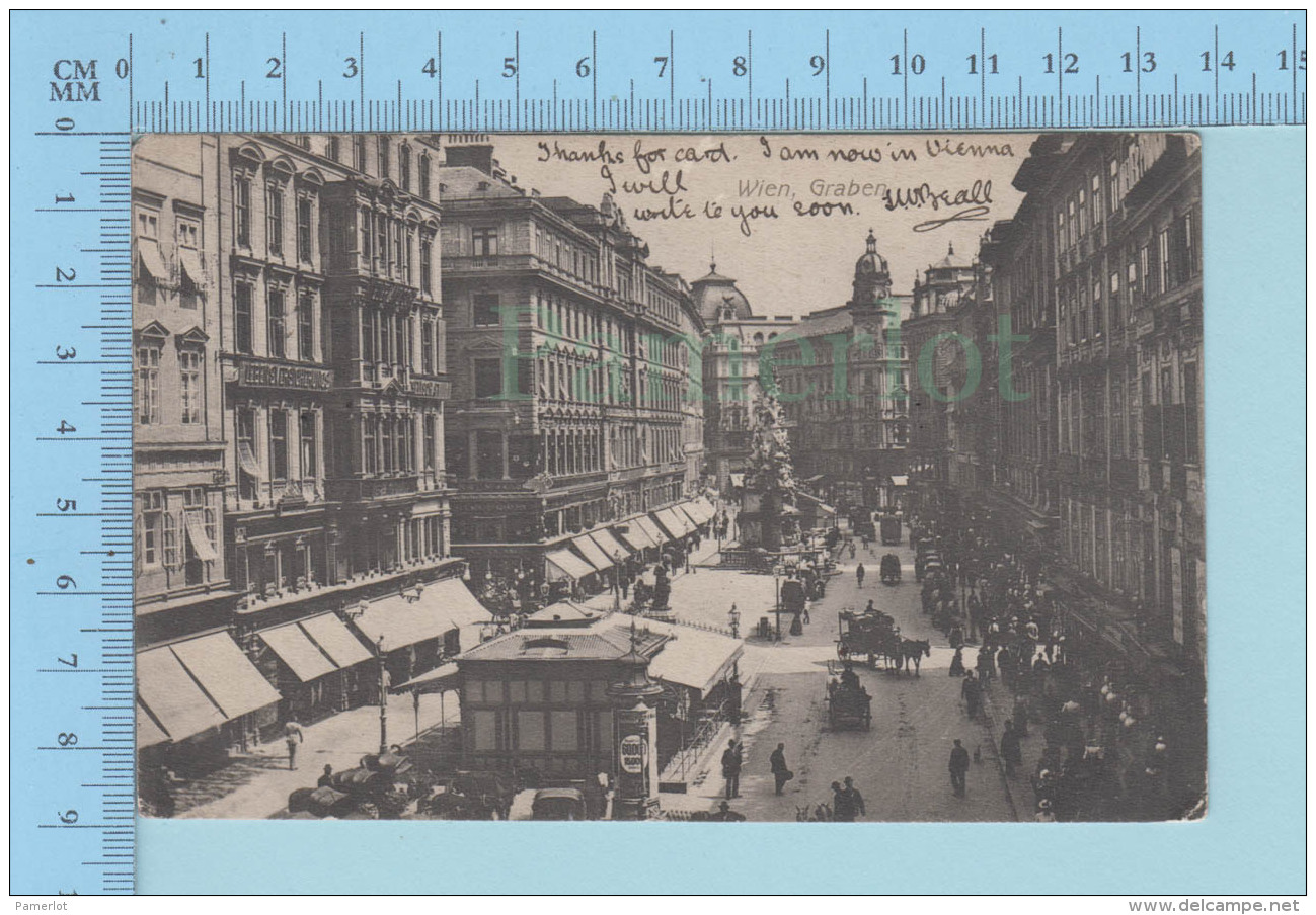 Wien Graben - Animated Lot Of People, Horse Buggys, Cover Used In 1906 - Postcard Carte Postale - Wien Mitte