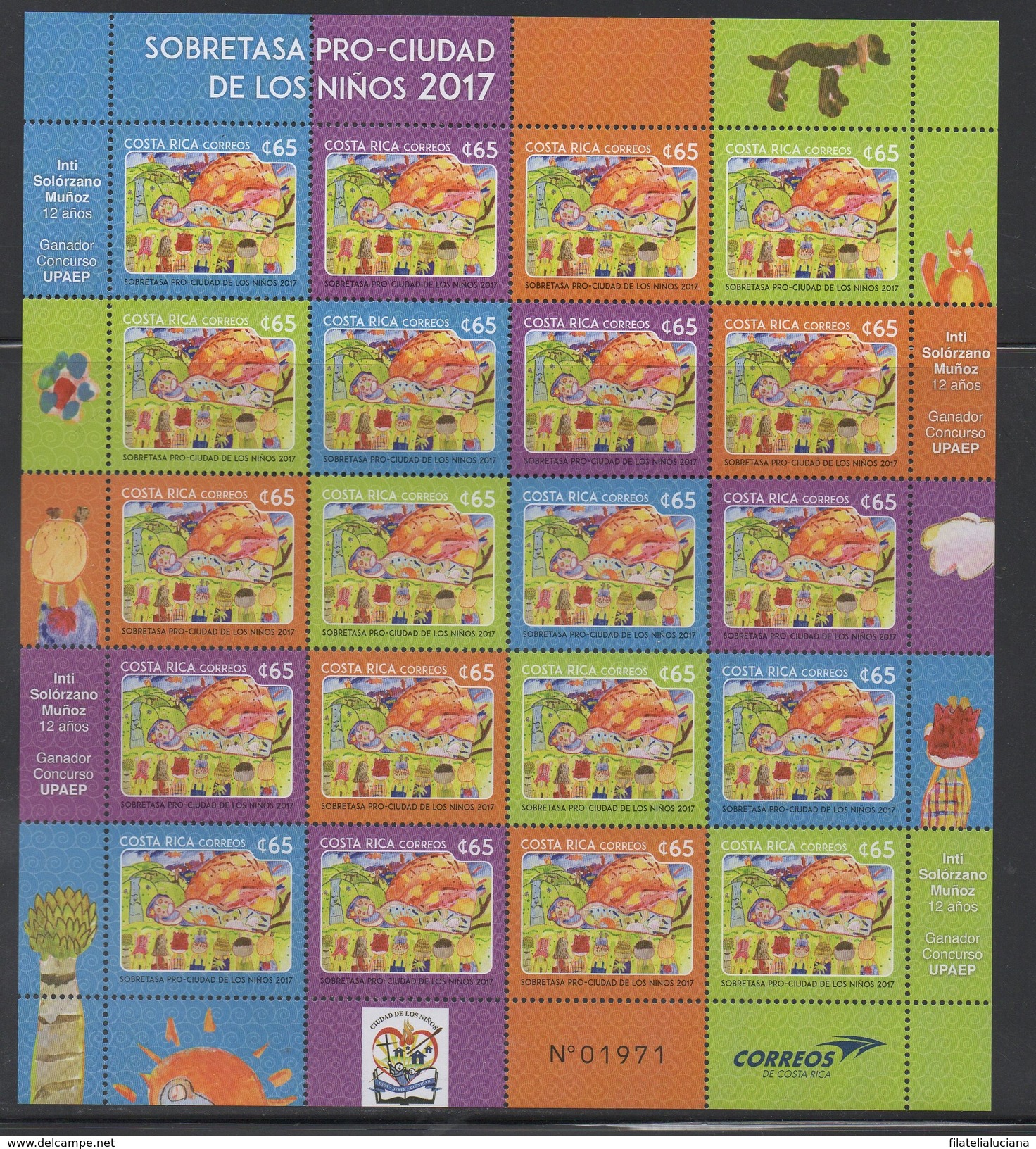 Costa Rica 2017 New MNH Sheet Christmas Tax Pro Cuidad De Los Niños - Costa Rica