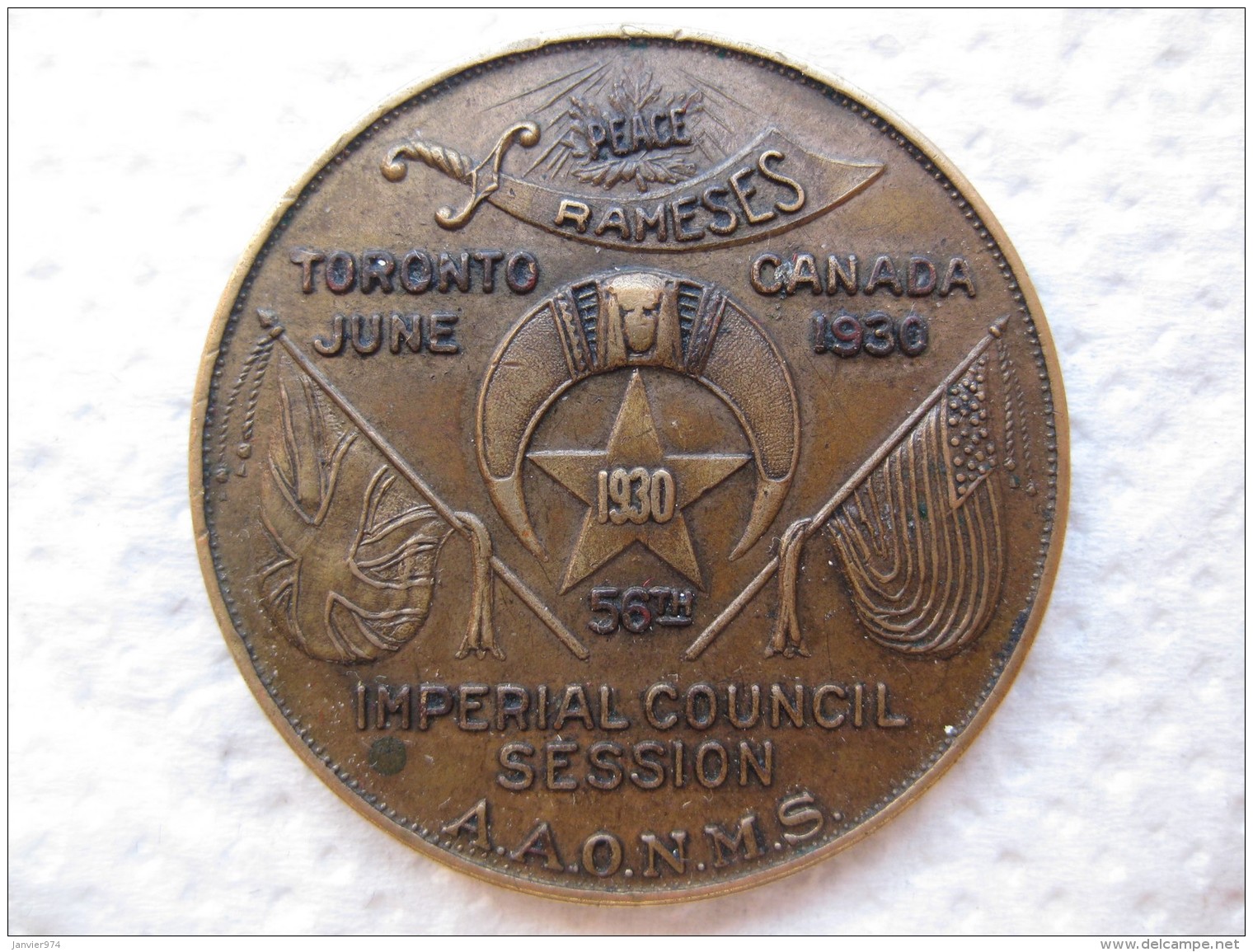 Shriners Medal - Médaille AAONMS 56th IMPERIAL COUNCIL SESSION, Toronto Canada 1930 - Professionals / Firms