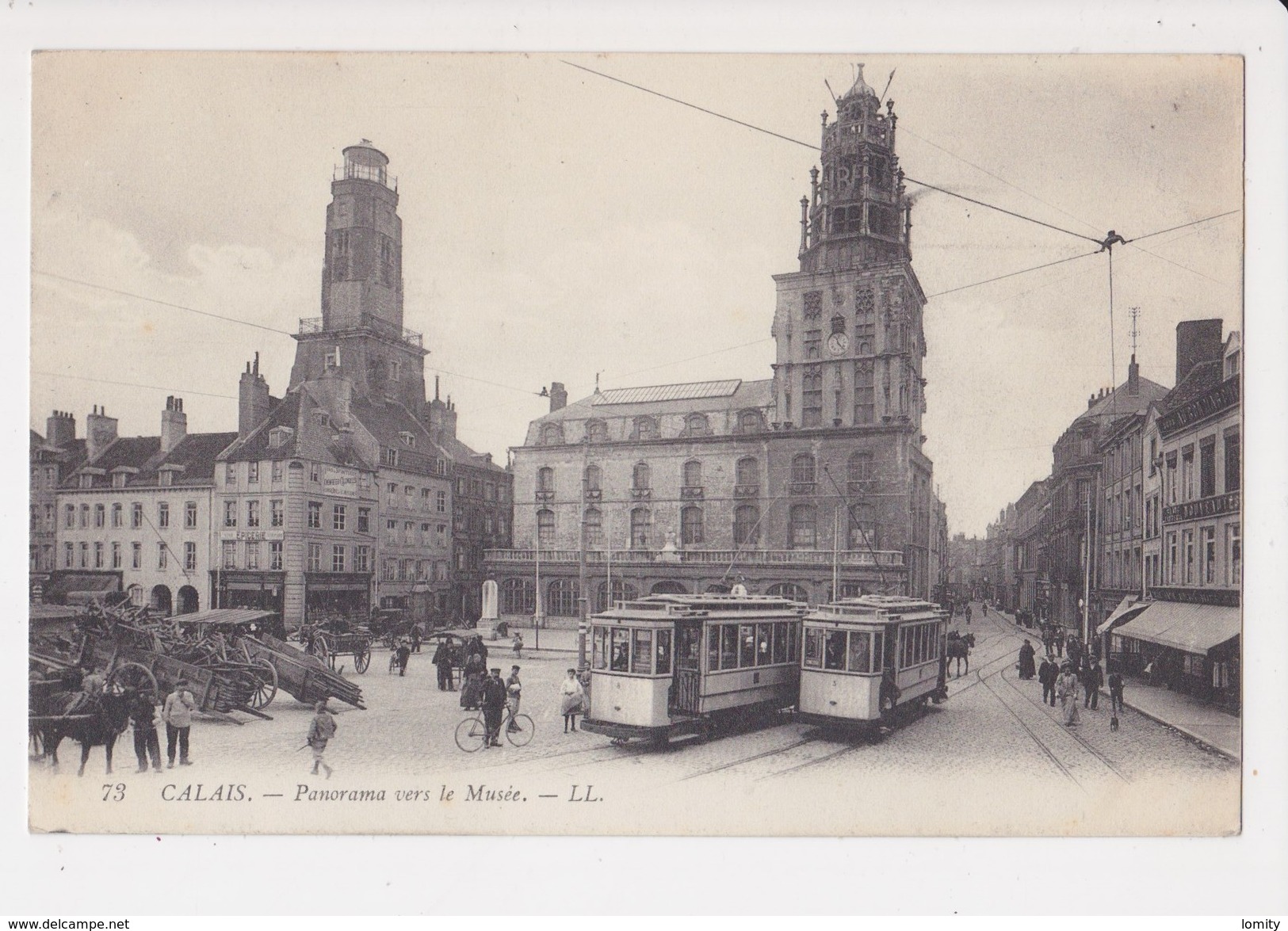 62 Calais Panorama Vers Le Musée Cpa Animée Tram Tramway - Calais