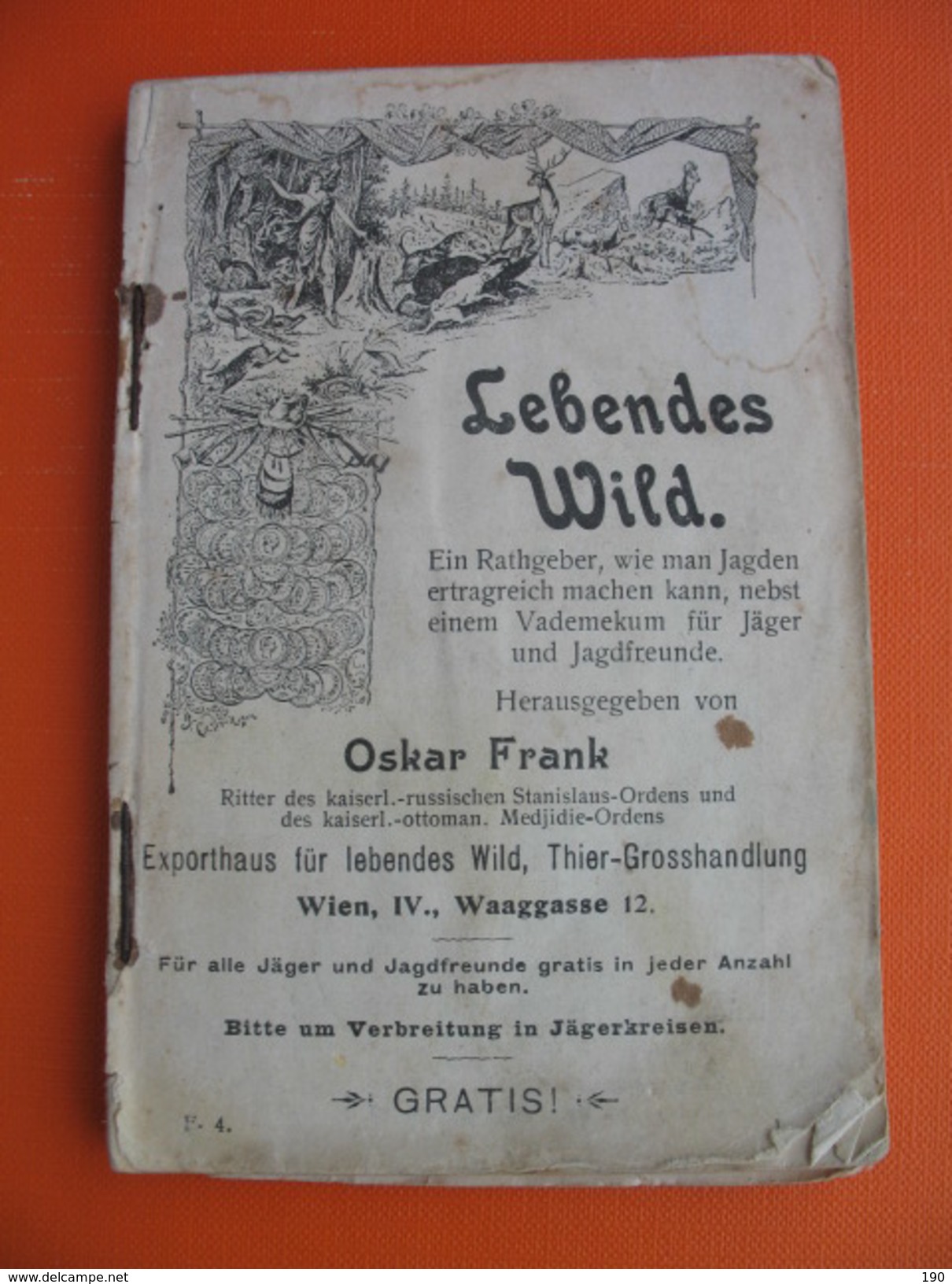 Oskar Frank:Lebendes Wild (Jagd,Jager) - Vecchi